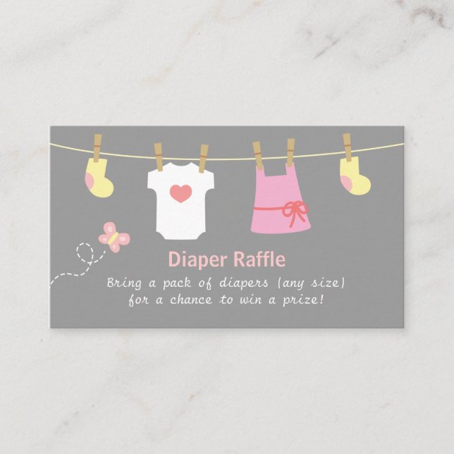 Carte D'accompagnement Fille Baby shower, Vêtements Repas de couches Bill (Devant)
