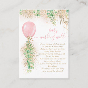 Carte D'accompagnement Fille Balloon vert Wishing Well Baby shower Enc