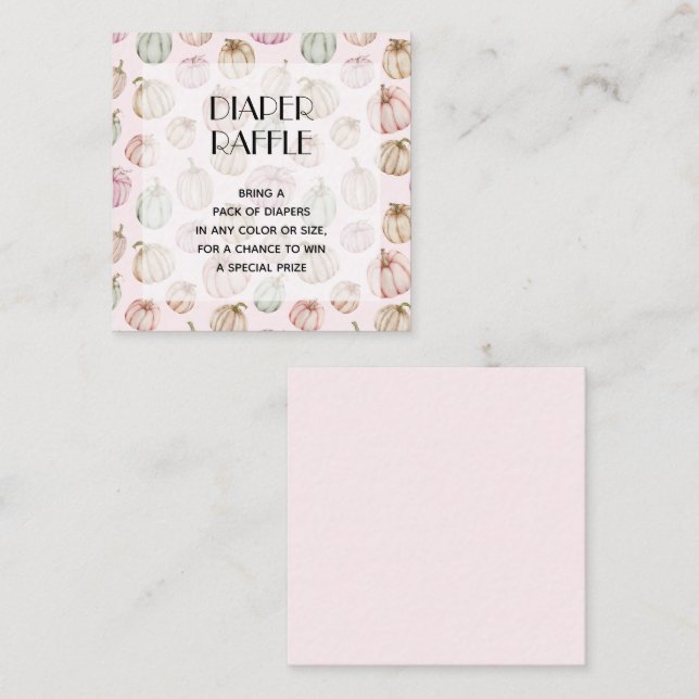 Carte D'accompagnement Fille Citrouille rose Bébé Déchets Raffle (Devant / Derrière)