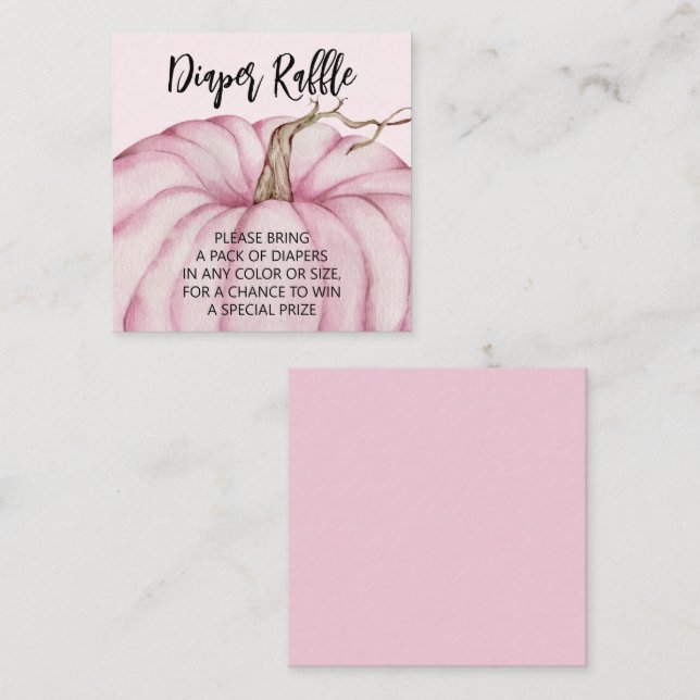 Carte D'accompagnement Fille Citrouille rose Bébé Déchets Raffle (Devant / Derrière)