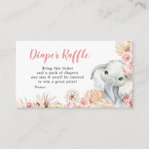 Fille Eléphant Boho Rose Baby shower Déchets Raffl