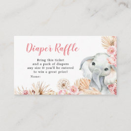 Carte D'accompagnement Fille Eléphant Boho Rose Baby shower Déchets Raffl