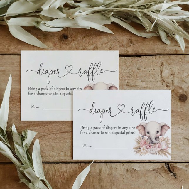 Carte D'accompagnement Fille éléphante Boho Baby shower Déchets Raffle (Créateur téléchargé)