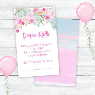 Carte D'accompagnement Fille rose Baby shower Déchets Raffle