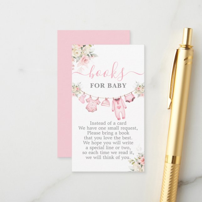 Carte D'accompagnement Fille Vêtements Baby shower Livres pour bébé (Devant/Arrière en situation)