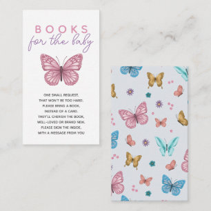 Carte D'accompagnement Filles Baby shower Papillon rose Livres Pour Bébé