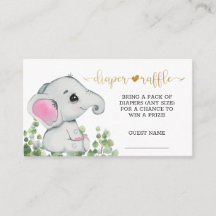 Carte D'accompagnement Fillette aquarelle Eléphant Déchets Raffle