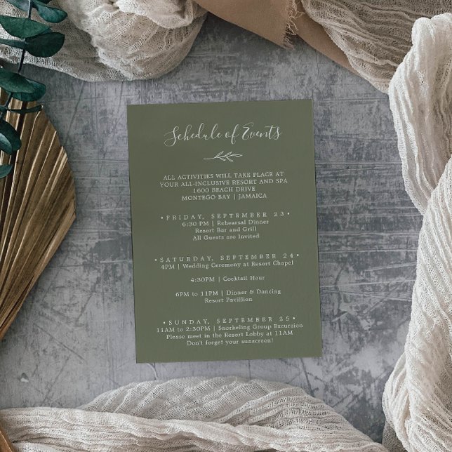 Carte D'accompagnement Fin de semaine verte foncée de la feuille minimale (Créateur téléchargé)