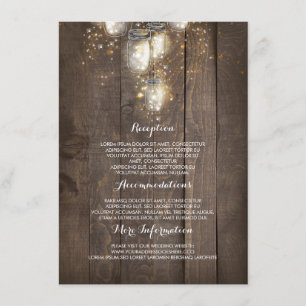 Carte D'accompagnement Firefly Mason Jars Informations rustiques sur le M