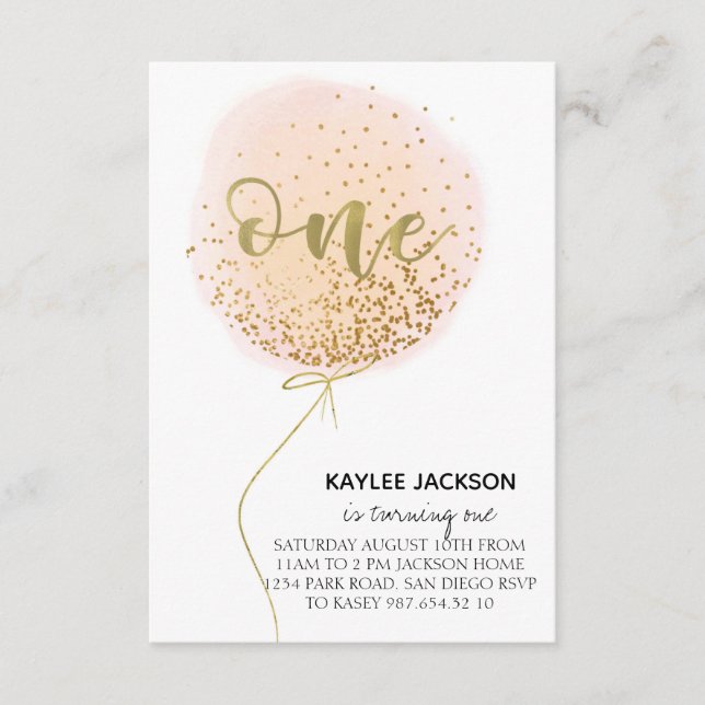 Carte D'accompagnement First birthday,Cotton candy balloon (Devant)