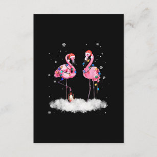 Carte D'accompagnement Flamant rose sapin de Noël Santa Hat Lumière