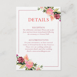 Carte D'accompagnement Fleur aquarelle double bonheur Détails mariage