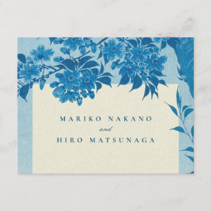 Carte D'accompagnement Fleur de cerisier bleu japonais antique