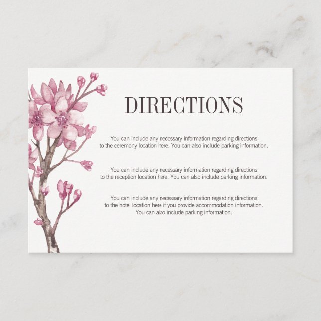 Carte D'accompagnement Fleur de cerisier rose Directions florales (Devant)