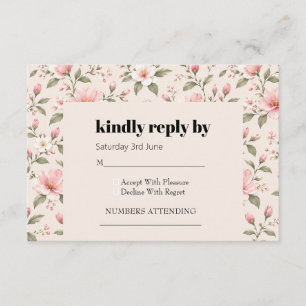 Carte D'accompagnement Fleur de cerisier rose tendre motif sans couture