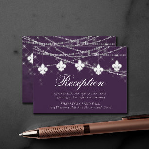 Carte D'accompagnement Fleur de Lis Eggplant Lumières pourpres   Réceptio