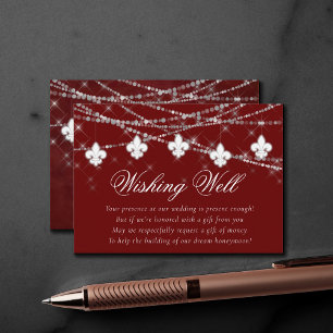 Carte D'accompagnement Fleur de Lis Rouge foncé   Chance de lune de miel