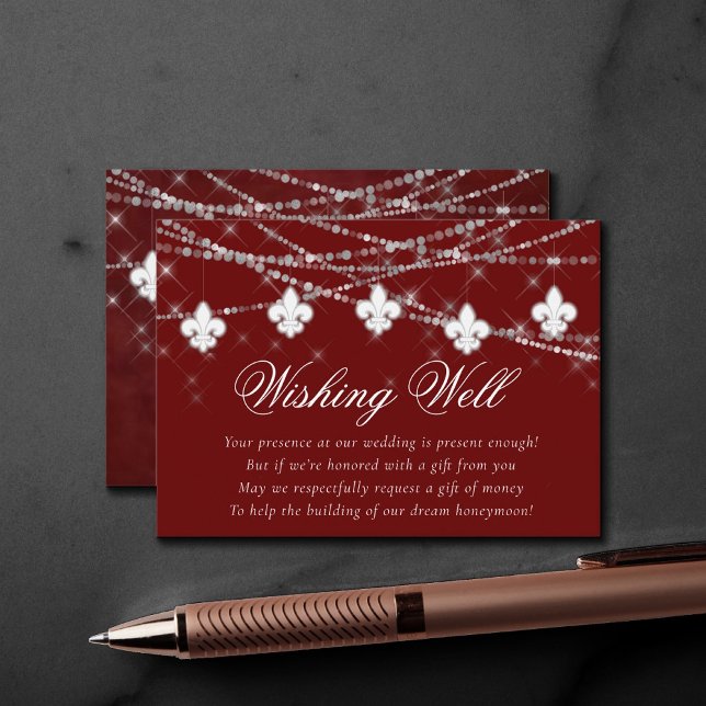 Carte D'accompagnement Fleur de Lis Rouge foncé | Chance de lune de miel (Créateur téléchargé)
