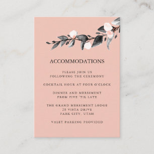 Carte D'accompagnement Fleur de lune Hôtel MARIAGE Hébergement rose