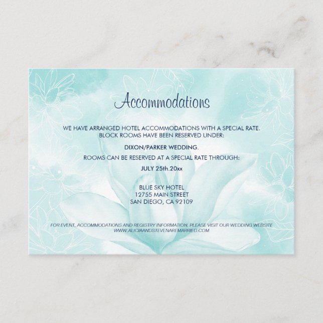Carte D'accompagnement Fleur de Magnolia Éthérée, Hébergement de Mariage (Devant)