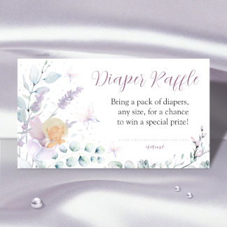 Carte D'accompagnement Fleur de papillon Baby shower de la fille Raffle
