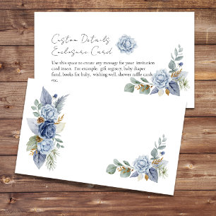 Carte D'accompagnement Fleur de poussière bleue de bricolage vierge
