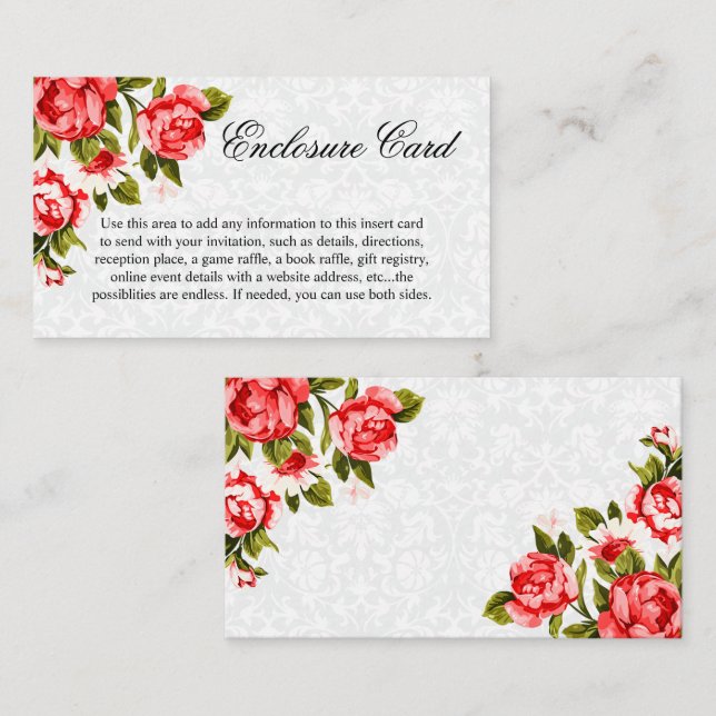 Carte D'accompagnement Fleur de rose rouge jolie (Devant / Derrière)