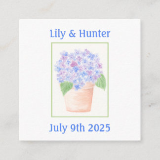 Carte D'accompagnement Fleur d'hortensia à l'aquarelle peinte à la main