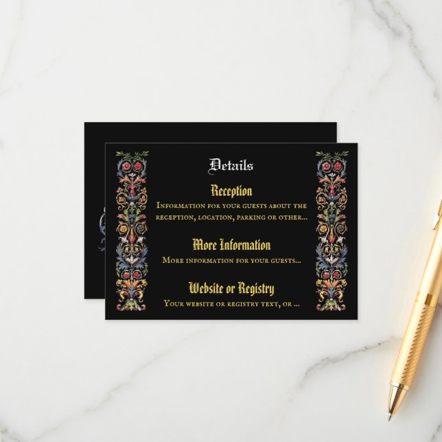 Carte D'accompagnement Fleur Médiévale Illuminée Modifiable (Devant/Arrière en situation)