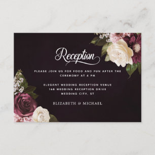 Carte D'accompagnement Fleur Moody foncé Élégante Réception De Mariage