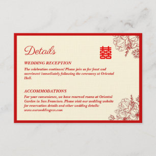 Carte D'accompagnement Fleur orientale mariage rouge