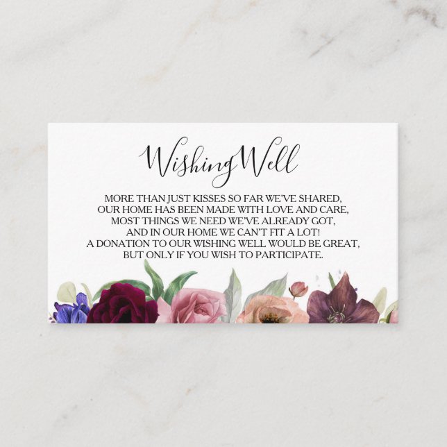 Carte D'accompagnement Fleur radieuse Mariage Floral Wishing well (Devant)