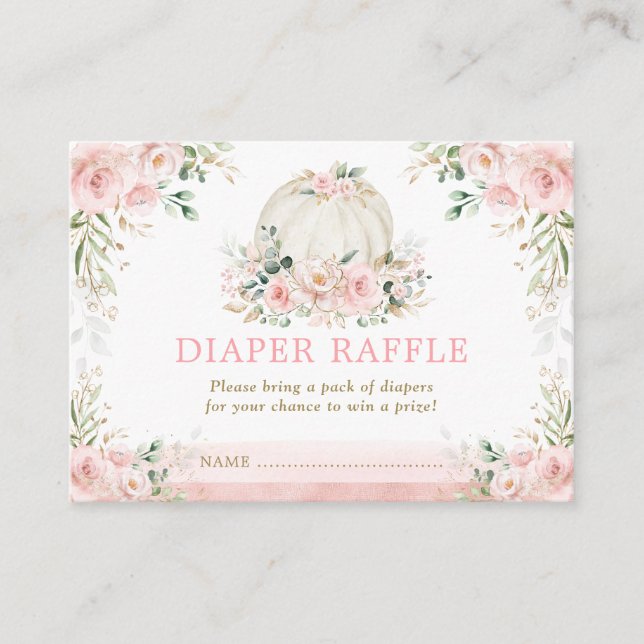 Carte D'accompagnement Fleur rose Citrouille fille Baby shower Déchets Ra (Devant)