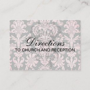 Carte D'accompagnement fleur rose et noir orné chic damask