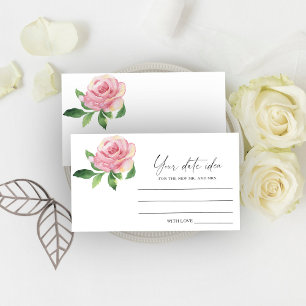 Carte D'accompagnement Fleur rose - idées de la nuit de date \ pot de dat