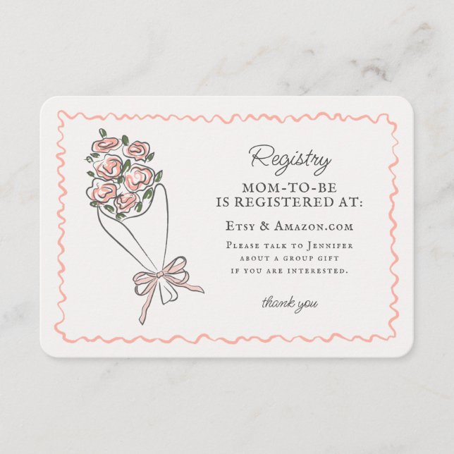 Carte D'accompagnement Fleur rose Marché Fleur fraîche Registre Floral In (Devant)
