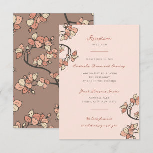 Carte D'accompagnement Fleur rose Plum/Pêche Élégante Partie d'engagement