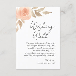 Carte D'accompagnement Fleur rose. Puits de souhaits botanique mariage mo