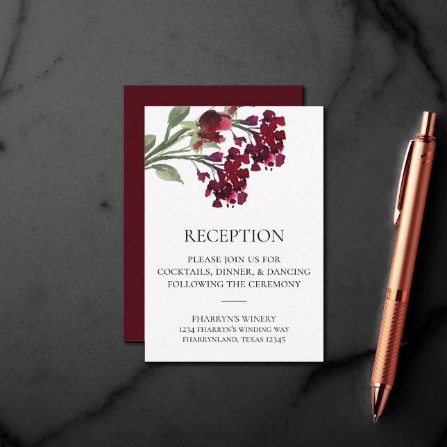 Carte D'accompagnement Fleur sauvage | Accueil Fleurs Bohème Rouge Crimso (Créateur téléchargé)
