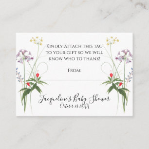 Carte D'accompagnement Fleur Sauvage Aquarelle Fleur nabeille Baby Shower