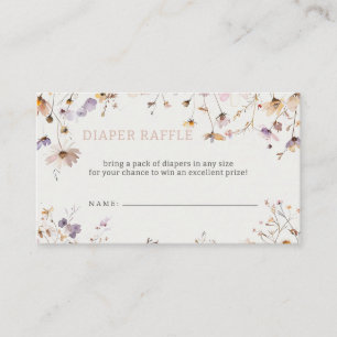 Carte D'accompagnement Fleur sauvage Baby Girl Baby shower Déchets Raffle