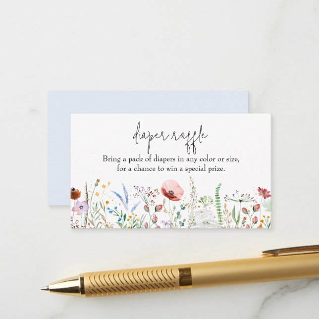 Carte D'accompagnement Fleur sauvage Baby shower de couches (Devant/Arrière en situation)