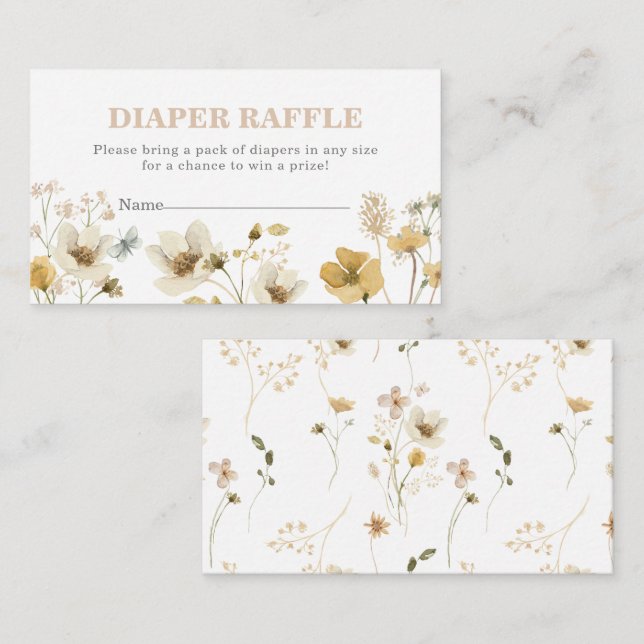 Carte D'accompagnement Fleur sauvage Baby shower Déchets Raffle (Devant / Derrière)
