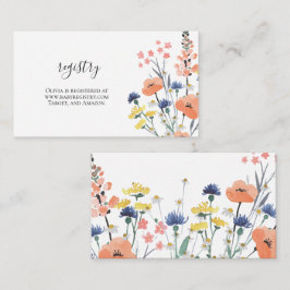 Carte D'accompagnement Fleur sauvage Baby shower registre cadeau Enclôtur