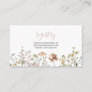 Carte D'accompagnement Fleur sauvage Baby shower registre cadeau Enclôtur