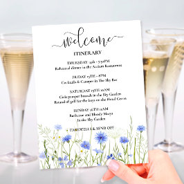 Carte D'accompagnement Fleur sauvage bleu Mariage Week-end Itinéraire Bie