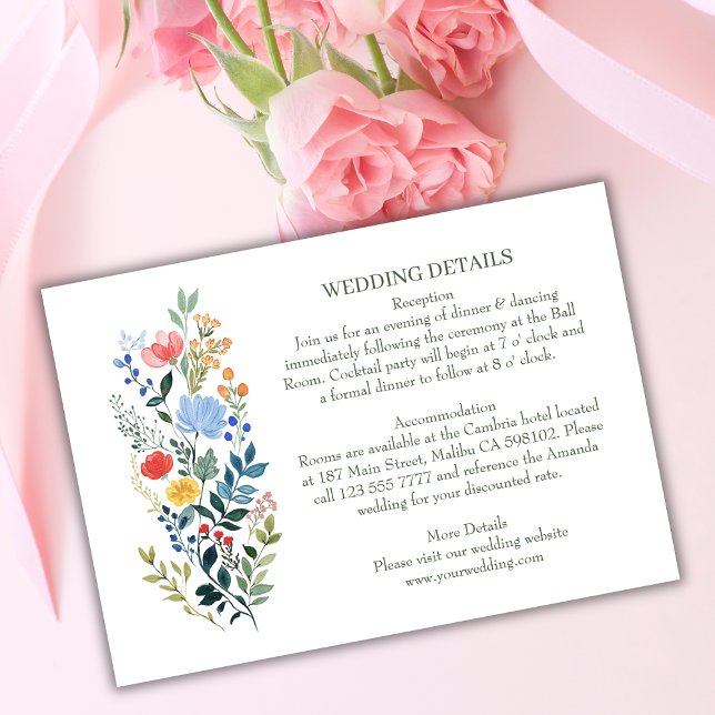 Carte D'accompagnement Fleur sauvage Bohemian Garden Détails du mariage (Créateur téléchargé)