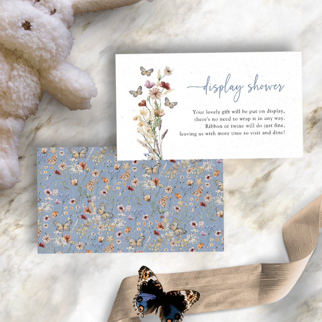 Carte D'accompagnement Fleur sauvage Boho bleu douche (Dusty Blue Boho Wildflower Display Shower Enclosure Card by Painted Paperie
)