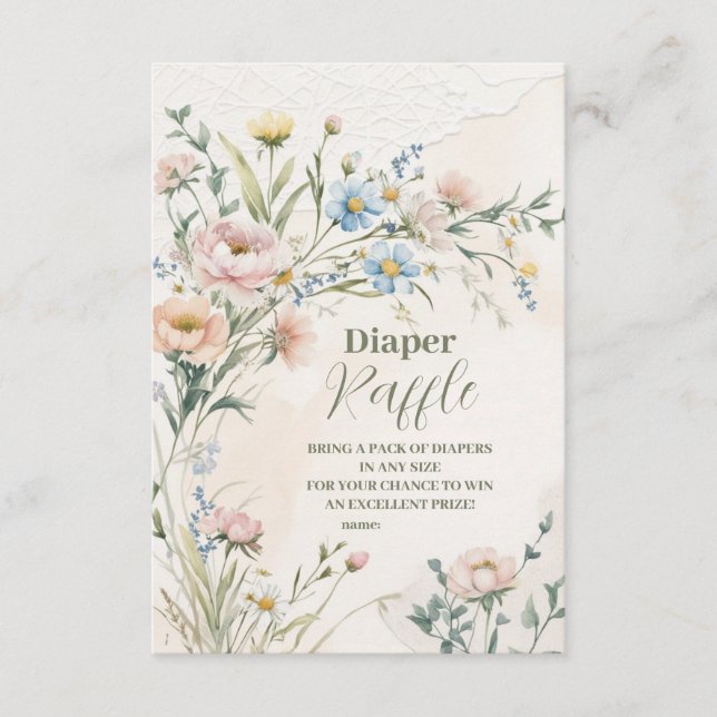 Carte D'accompagnement Fleur sauvage Boho Diapper Raffle (Devant)