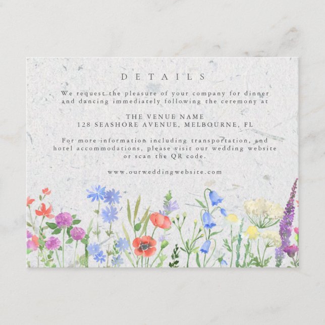 Carte D'accompagnement Fleur sauvage Boho Garden Détails du mariage (Devant)